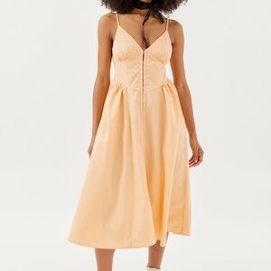 UO Cedar Poplin Corset Midi Dress